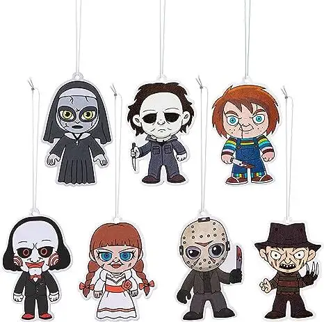 Halloween Classic Horror Characters Car Air Fresheners Incense Chips Scented Ornament Car Rearview Mirror Pendant Scary