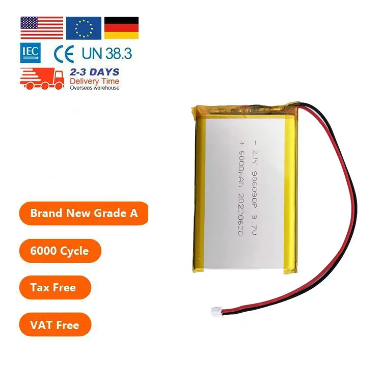 cheap priceSpecial offer 3.7V 906090 Large capacity polymer lithium battery 6000mAh smart water cup mobile power storage battery