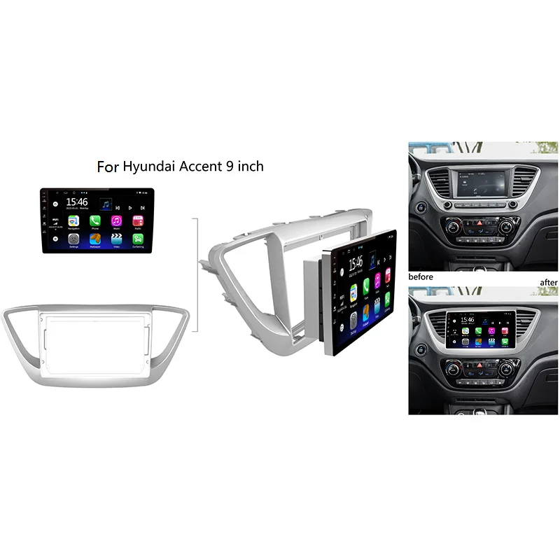 9 inch 2 din Double Din Android Car DVD Player GPS BT Radio Stereo Audio Head Unit Carplay Screen For Hyundai Accent