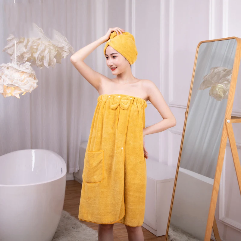 Adjustable Touch Fastener Colorful Knee Length Spa Fleece Dress Bath Towel