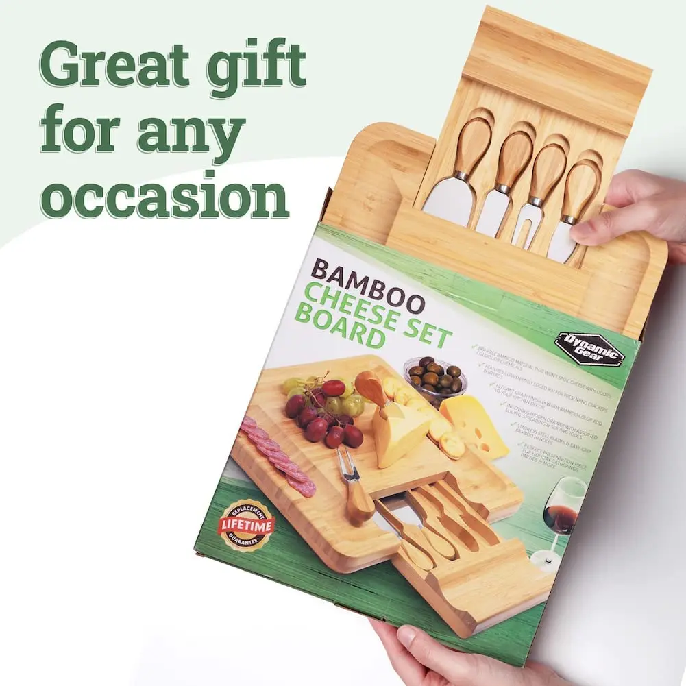 Cheese Board Bamboo Cheese Board Bamboo Cheese Board set Cutlery Set with Slide Out Drawer
