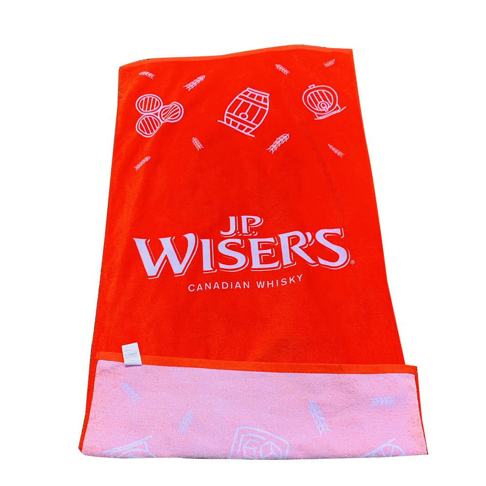 Cheap Price Promotional Cotton Beach Towel Custom Logo Full Color Reactive Sublimation Digital Screen CMYK Printed Pool Towels