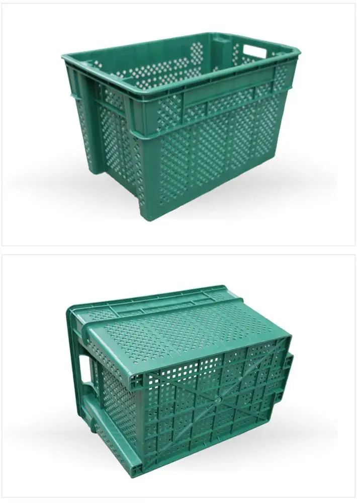 580*375*240mm reusable mesh stackable hygenic Plastic fruit and vegetable crate