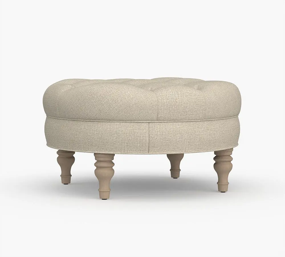 Large Button Tufted Faux Leather Round Storage Martin Round stool Ottoman for Living Room Bedroom