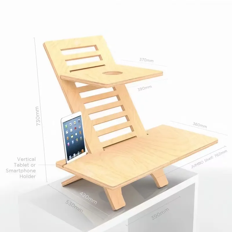 Height Adjustable Ergonomic Laptop Stand Home Office Furniture with No-Screw Technology Sit-Standing Computer Desk