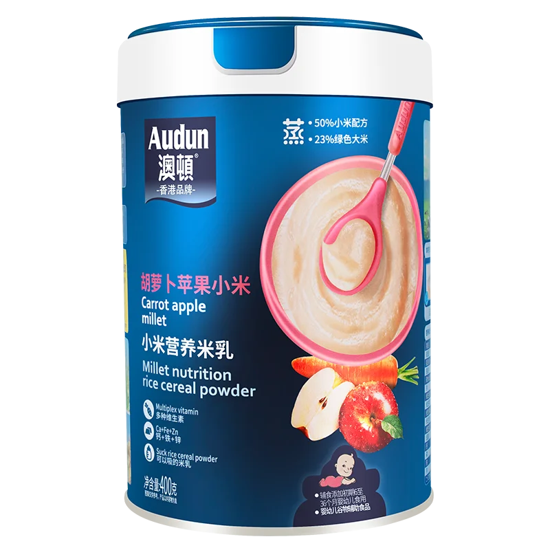 
Hot sale high quality canned audun baby carrot apple millet rice wheat cereal food infant for baby 