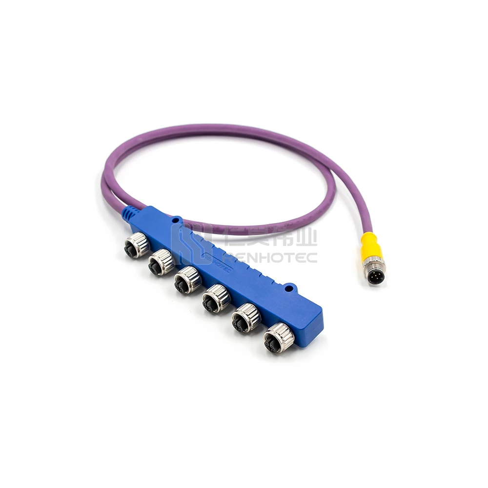 NMEA 2000 6-портовый многопортовый металлический T-разъем M12 с проводным кабелем для морских судов