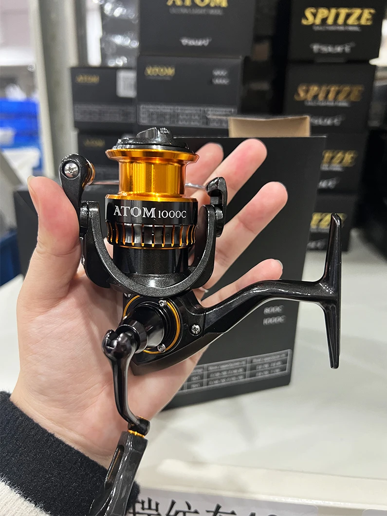 ATOM Fishing Reel Spinning Micro Small Fish Metal Ball Grip Spool 5.2:1 Saltwater Fresh Spinning Wheel Shallow Spool Factory