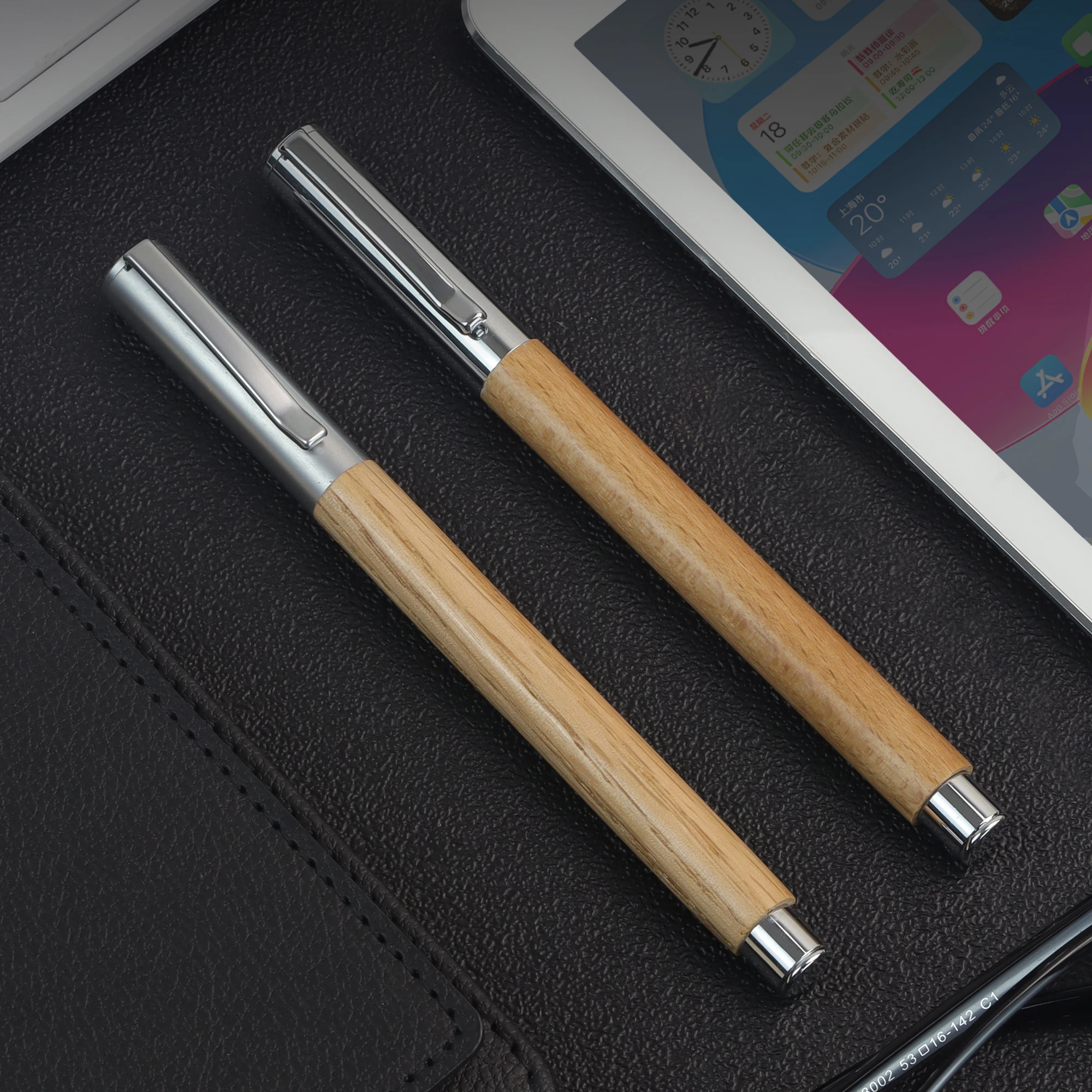 Wood Turning Pen Gift Pen Box Set Mirror Silver Mechanism Wooden Roller Pen With Custom Logo