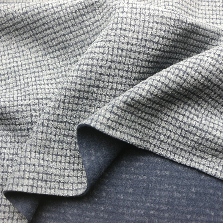 Check Niblet Double Sided Dobby Single Brush Terry Ant Cloth Knit Weft Polyester Rayon Viscose Jacquard TR Ant Fleece Fabric