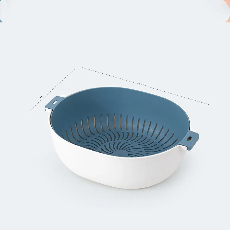 Creative Double Layer Kitchen Drain Basket Fruit And Vegetable Basket Portable Rice Washing Machine For Kitchen