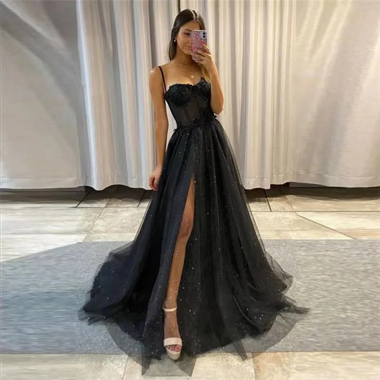 Hot sale custom color slits exposed legs height-enhancing starry sky tulle mermaid tail style plus size wedding dresses