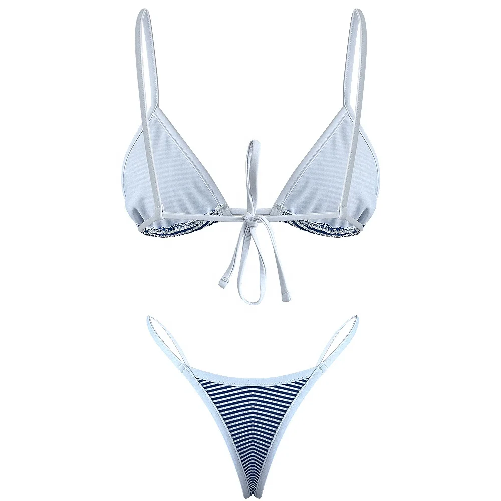 High quality stripe bikini string swimwear strappy micro mini bikini two piece sexy young girl swimsuit