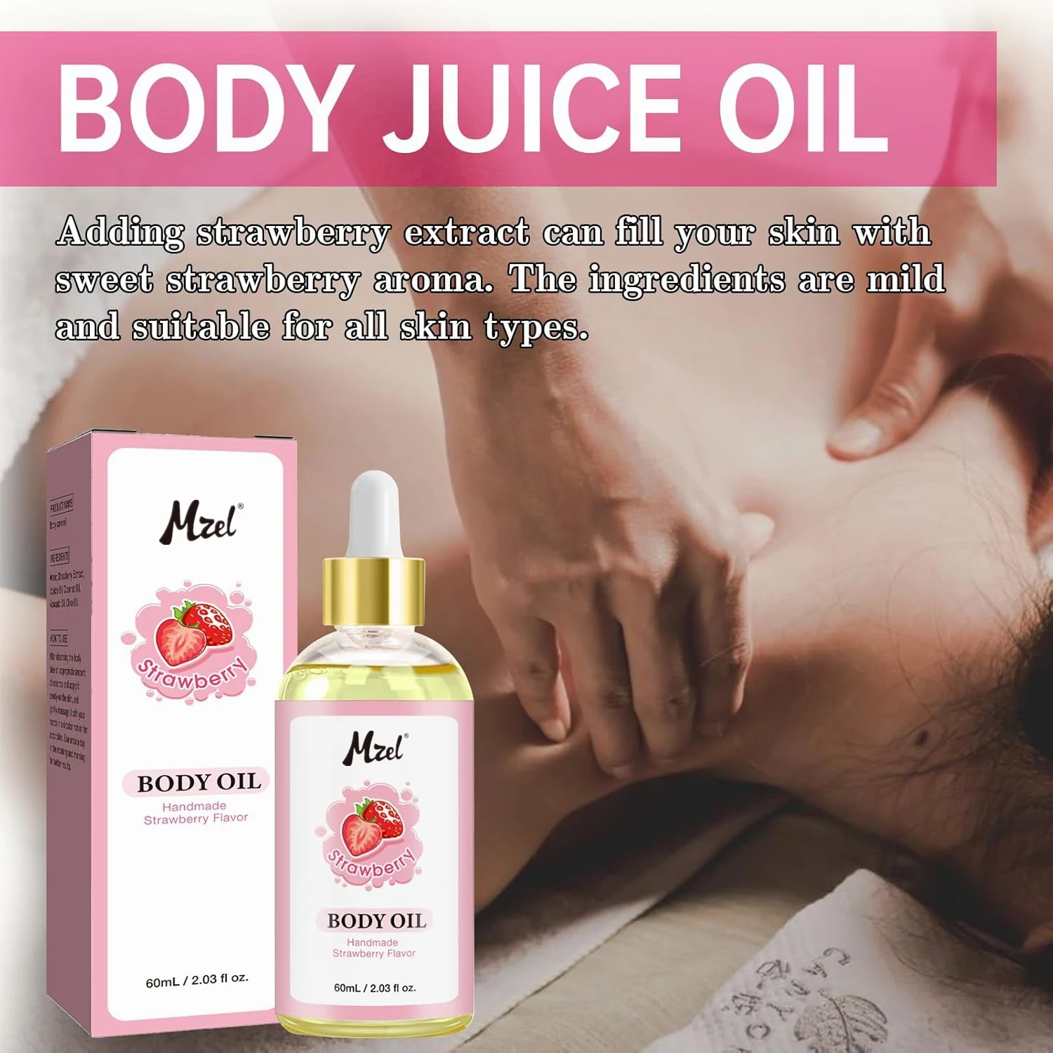 Private Label Pure Natural Body Juice Oil Strawberry Flavor Body Oil Moisturizing Skin for All Skin Types