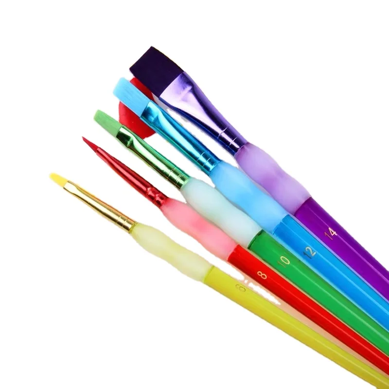 Нескользящая силиконовая ручка-держатель, цветная Радужная цветная Акварельная кисть, Детская кисть для масляной живописи