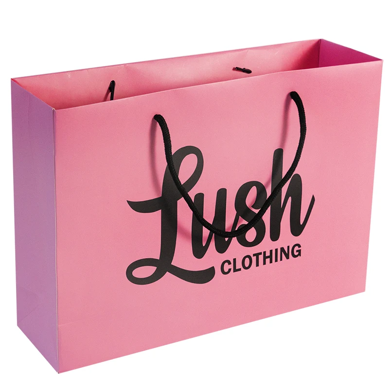 Custom luxury pink clothes store retail packaging gift carry bags boutique shopping paper bags with your own logo