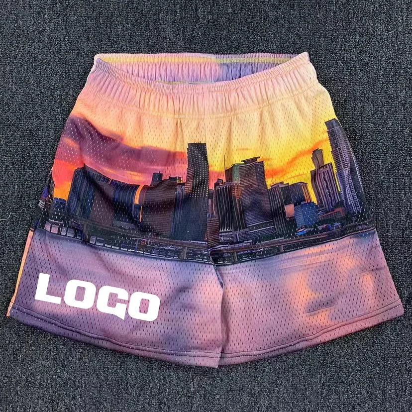 Шорты мужские с сублимационным принтом большие размеры сетчатые простые в стиле унисекс для спортзала лето