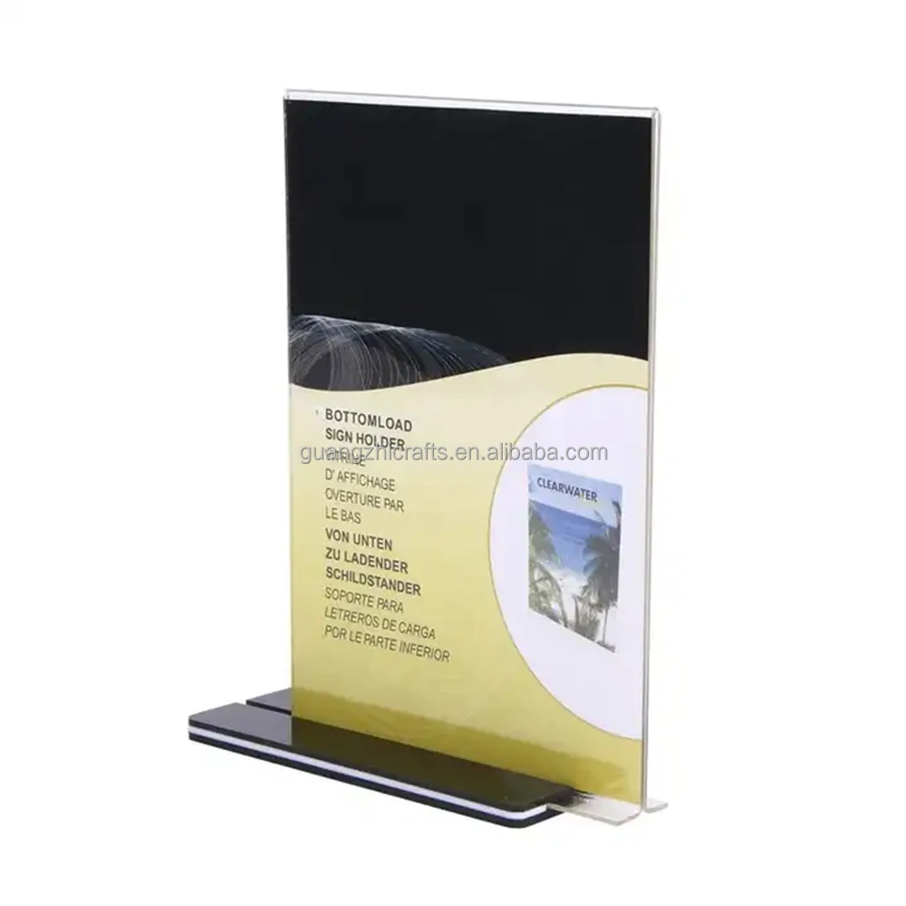 T-Shape Black Base Double-Sided Acrylic Menu Display 5x7 Inch Acrylic Sign Holder