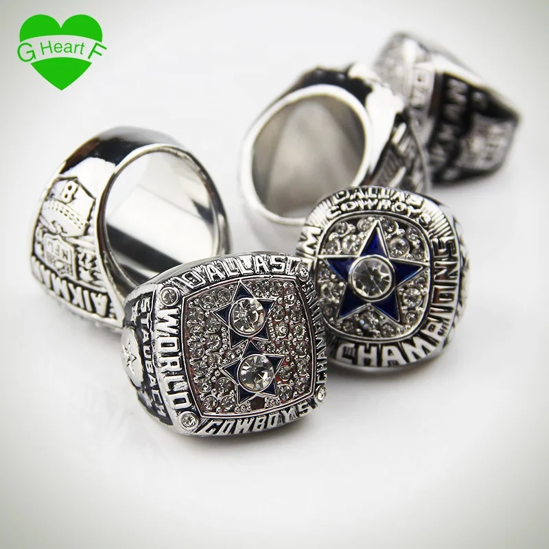 The  Five Years Dallas Cowboys Championship Rings Set with silver color and wooden box cheap custom football championship rings