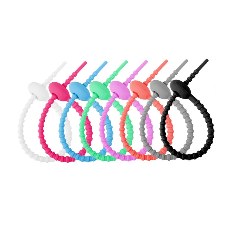 Многоразовый силиконовый скрученный зажим-мешок для галстука хлеба Регулируемый органайзер кабельной обмотки