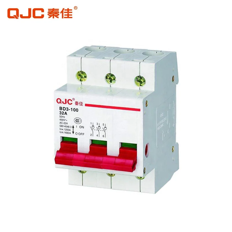  QJC Оптовая OEM и ODM BD3-100 Т-образным ремешком 32A Однофазный AC DC Миниатюрный автоматический
