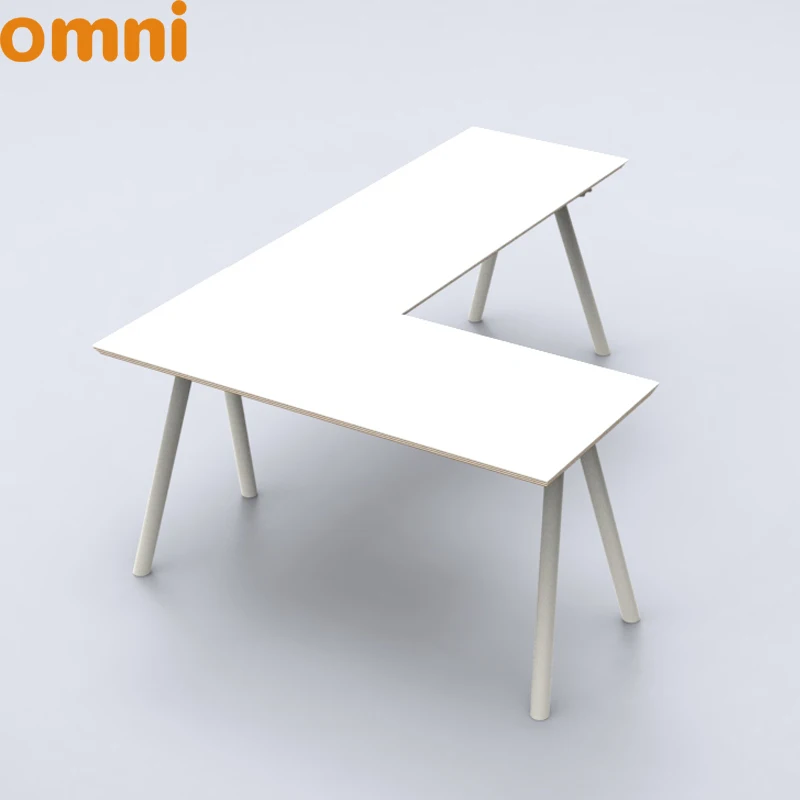 Cheap Modern Simple wind metal frame office furniture desk executive L shaped office desk
