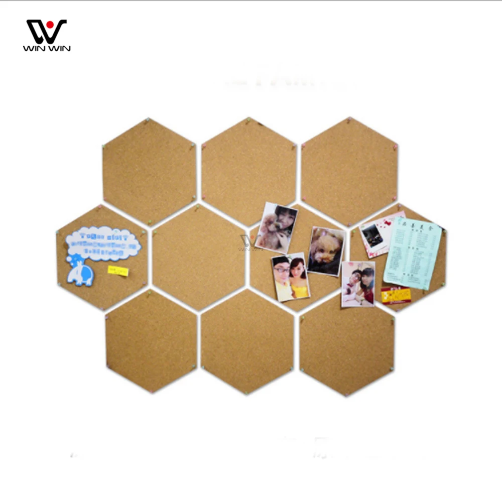 
2021 Wall Decor Sticker Photo Holder Hexagon Pin Board Cork Felt Bulletin Board 