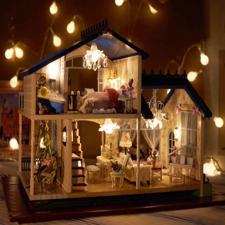 Hot Sale Provence DIY Doll Houses Furniture Miniature Wooden House  Educational Toys Doll House Miniature Accessories