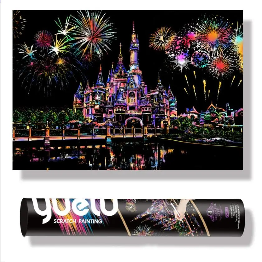 Custom scratch painting rainbow scratch art paper engraving art crafts diy creative art