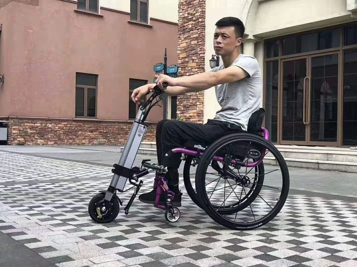 Wisking Q6 Electric Handcycle for Manual Wheelchair Smart Driven with Brushless Motor Wheelchair Trailer Q6 Walker & Rollator