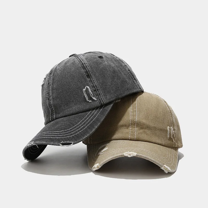 custom logo 6 panel  blank distressed washes dark light denim sports  dad hat baseball caps for men