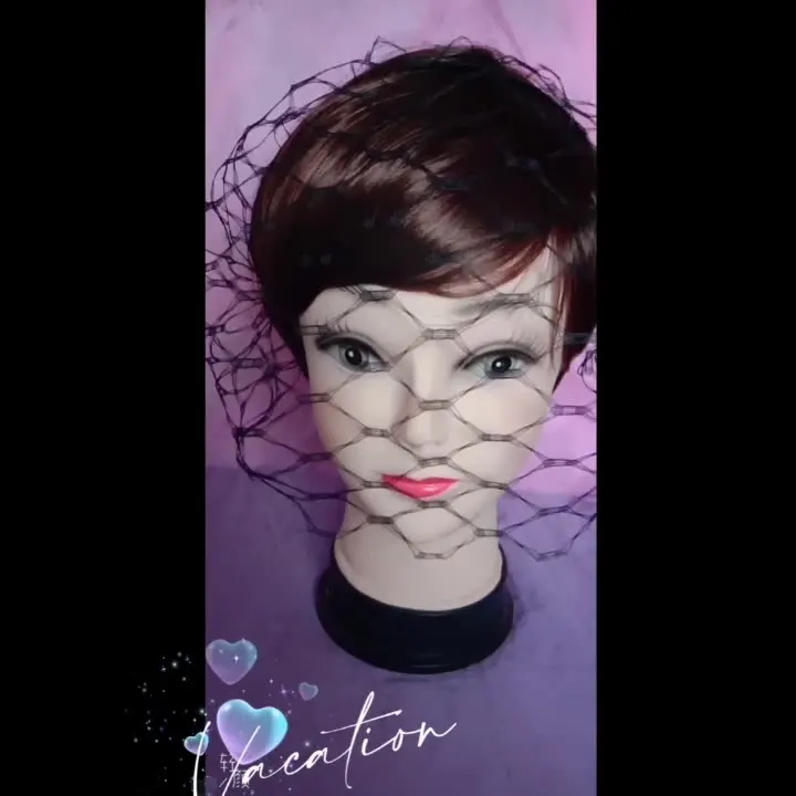 Оптовая продажа винтажные свадебные аксессуары для волос со стразами в клетку птиц вуаль