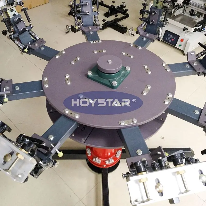 Manual 8 Color 8 Station T Shirts Carousel Rotary Silk ScreenPrint Press Screen Printing Machine With Micro Registration