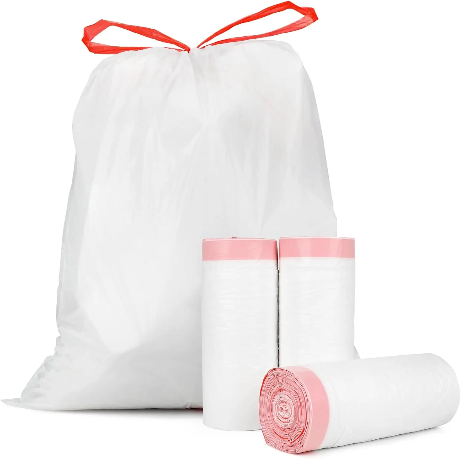 Small Trash Bags Bathroom 4 Gallon Drawstring Garbage Bag Unscented Clear White  Recycle Plastic Tall Liners