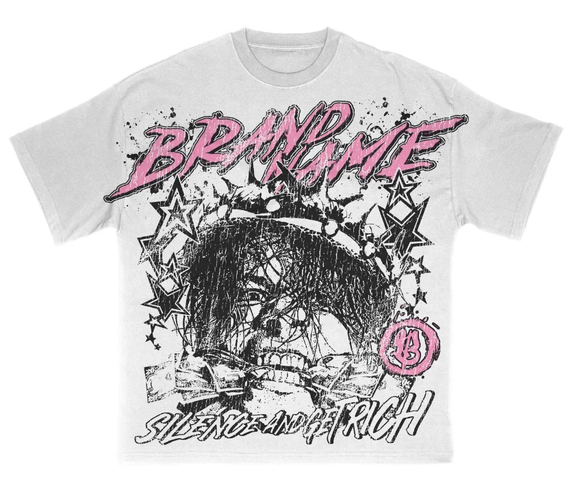 Custom High Quality 100% Cotton Acid Wash T Shirt Dtg Print Hip Hop Luxury Graphic Round Neck T shirt Uomo