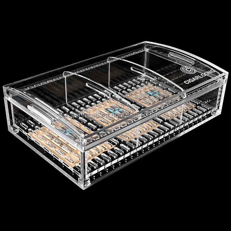 Acrylic high clear cigar box black acrylic cigar humidor cabinet acrylic custom manufacturer