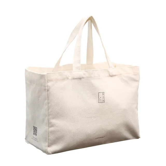 
High Quality Eco Friendly Calico Organic Cotton Canvas Tote Shopping Bag with Custom Print Logo Recycle Reusable Extra Large 
