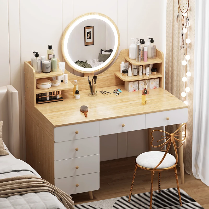new design home makeup vanity round mirror led dressing table fashion chest dresser for bed room