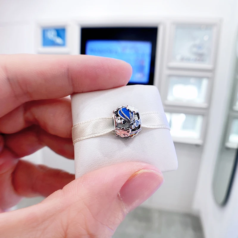 Factory Wholesale S925 Sterling Silver Beaded Travel Rainbow Sky Balloon Pendant For Women Gift For Pandoraer Charm Bracelet