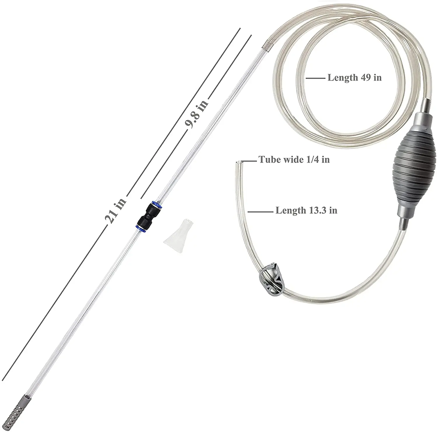 10 Gallon Fish Tank Cleaner and Aquarium Water Changer Siphon with a Thinner Water Tubing for Cleaning Small Fish Tanks