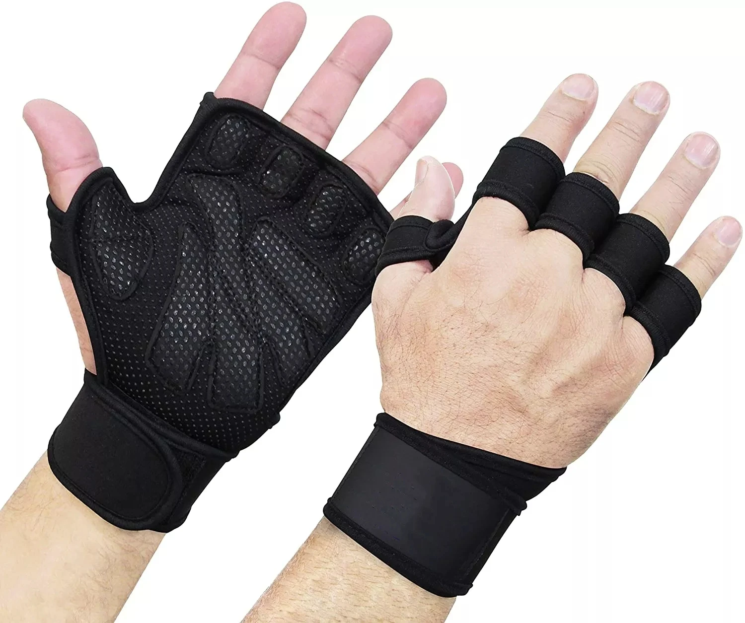 Men Weight Lifting Gloving Leather Grip Gym Workout Bodybuilding Fitness Gloves