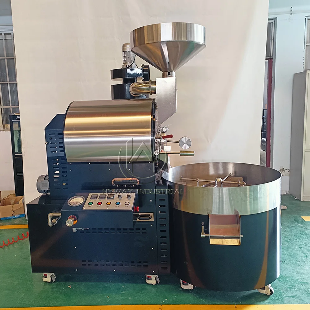 HW-17kg 15kg double drum cast iron stainless steel gas hot air heating coffee roasters coffee bean coffee roaster machine