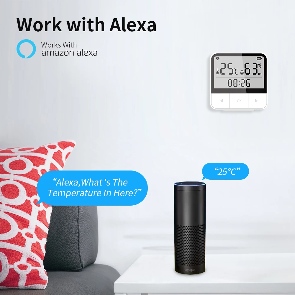 Smart WiFi Temperature Humidity Monitor Wireless Temperature Humidity Sensor TUYA APP Notification Alerts WiFi Thermometer