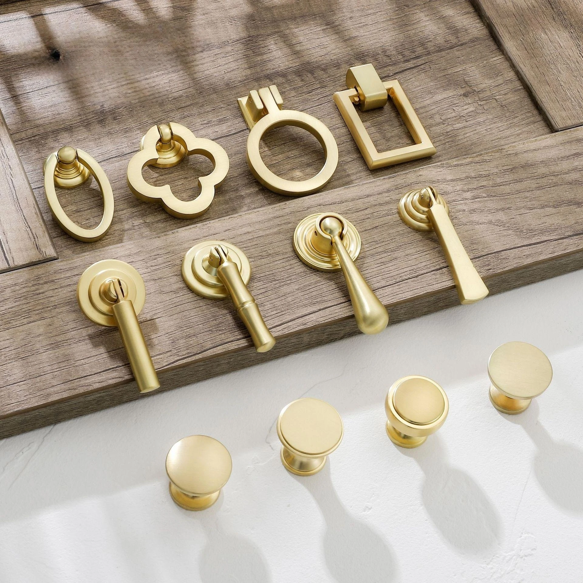 Aluminium Profile Solid Metal Hardware Furniture Kitchen Door Pull Handle Simple gold copper natural color