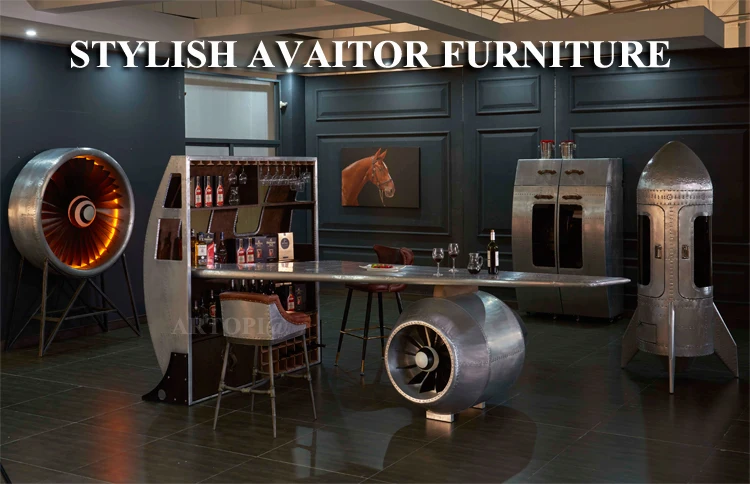 Unique exclusive aluminum aviator  world wine display cabinet with glass