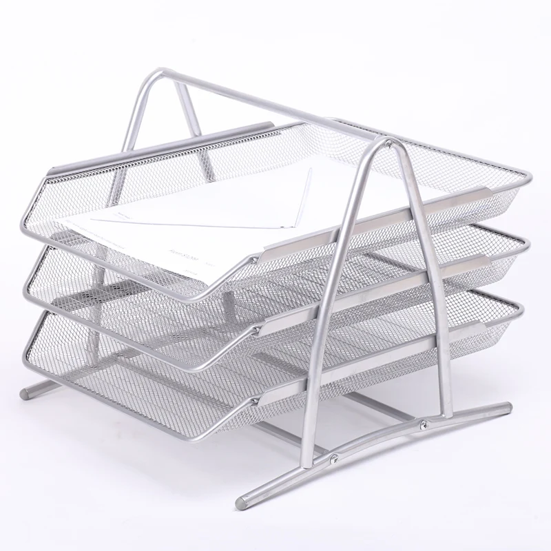 Office metal mesh desk  paper tray with3 layers