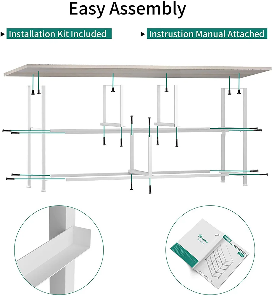 Fabric metal frame light gray clothes cabinet for living room