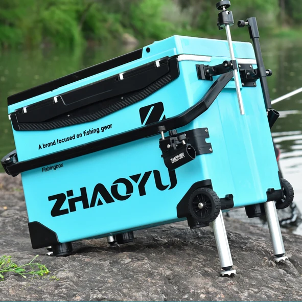 Fishing Gear Box Ultra Light Multifunctional Fishing Seat Fishing Box with Backrest/liftable Legs