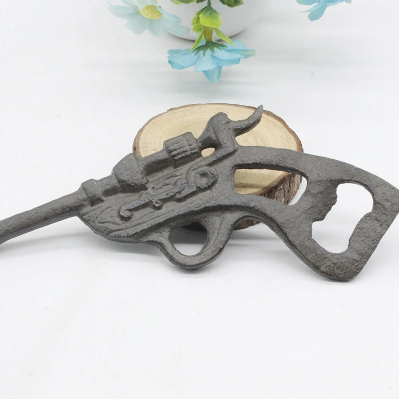 Factory Free Customized Cast Iron Metal Gun  Beer Bottle Opener Wholesale Cheap bar Wedding Decoration Home Decor Kitchen