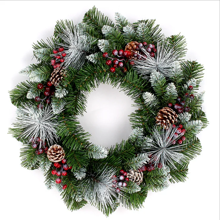 Luxury   Decorative Plastic Christmas wreath decoration  Artificial Christmas Door Wreath With Led Light